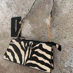 Prettylittlething zebra chain purse